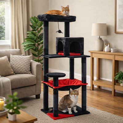 arbre-à-chat-noir-rouge-pour-plusieurs-chats