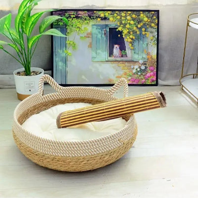 panier-en-osier-pour-chat-blanc