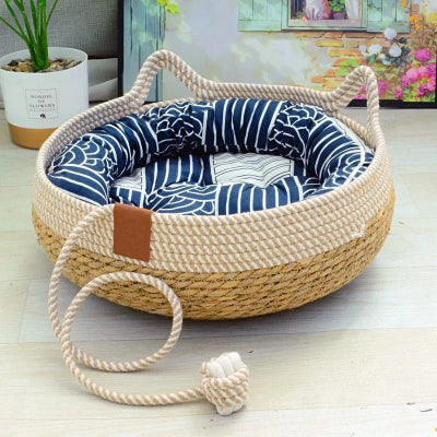 panier-en-osier-pour-chat-bleu