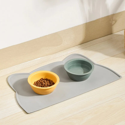set gamelles chat silicone tapis anti-dérapant - en situation cuisine