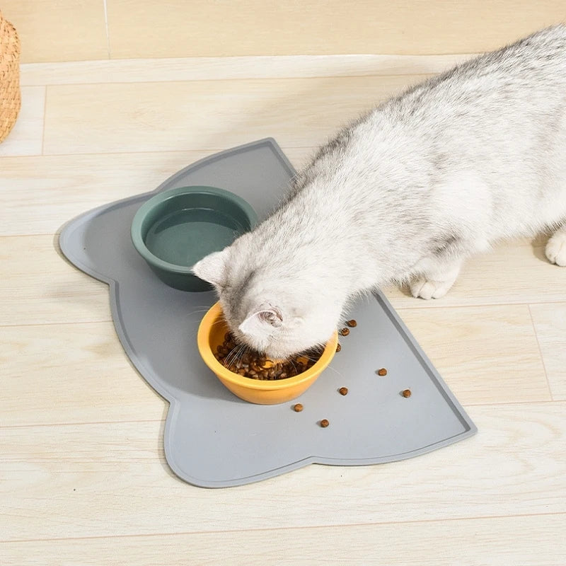 set gamelles chat silicone tapis anti-dérapant - détail matériau