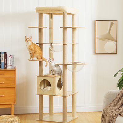 arbre-a-chat-en-bois-doubles-étages