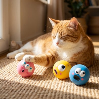 balle-pour-chat-en-caoutchouc-tricolores