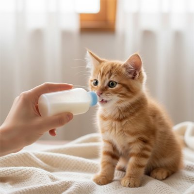 Biberon chaton - tétée naturelle position ventrale