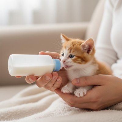 Chaton orphelin au biberon - alimentation sans maman