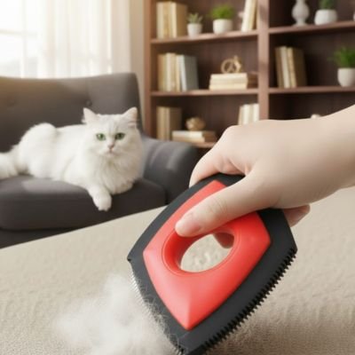Brosse anti poil triangulaire rouge
