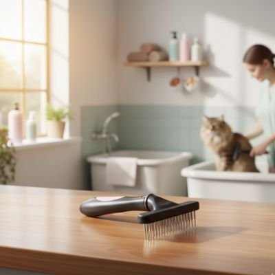 Brosse Chat pour poile long avec poigngée