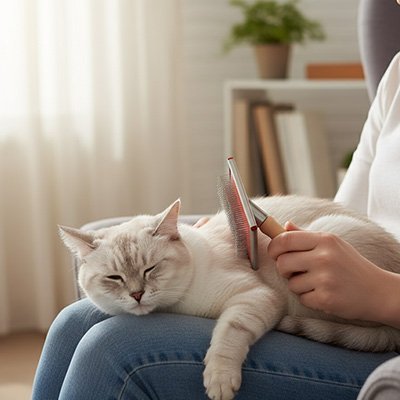 Brosse chat poil long​ rouge efficace