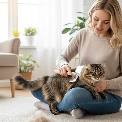 Brosse chat poil long​ efficace large