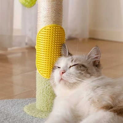 Brosse pour chat en silicone jaune
