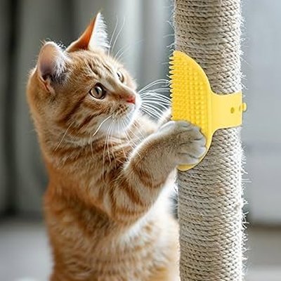 Brosse pour chat silicone jaune