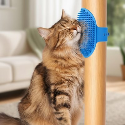 Brosse pour chat silicone bleu