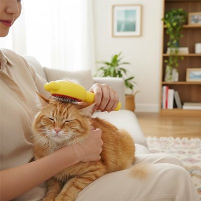 Brosse pour Chat jaune ergonomique