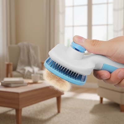 Brosse pour chat ergonomique bleu