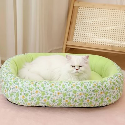 coussin-pour-chat-florale-vert