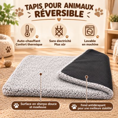 Couverture autochauffante CocoDoux pour chat, face réversible