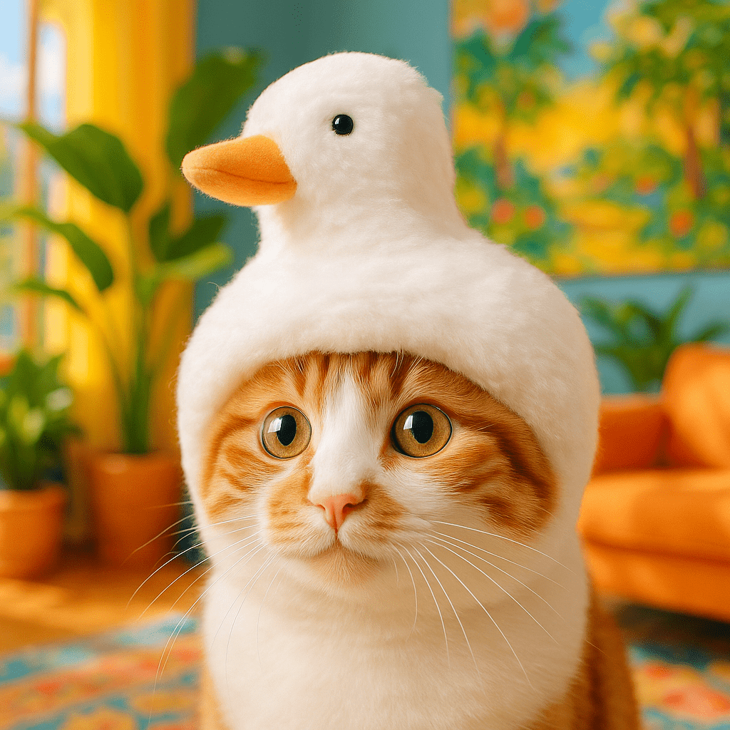 déguisement-pour-chat-canard-blanc-joyeux
