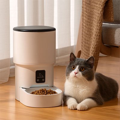 distributeur-automatique-de-croquettes-pour-chat-blanc-réglable
