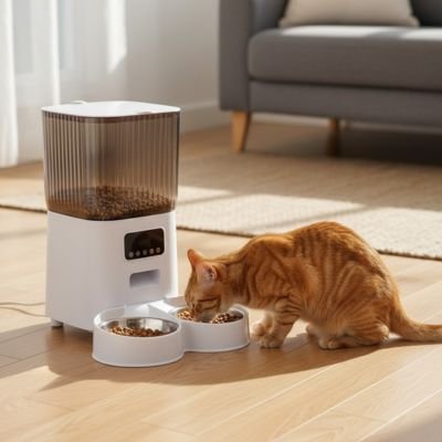 distributeur-automatique-de-croquettes-pour-chat-double bol-ergonomique