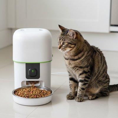distributeur-de-croquettes-pour-chat-connecté-blanc