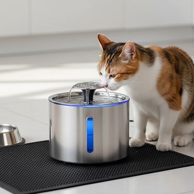 Fontaine a eau Chat - inox design