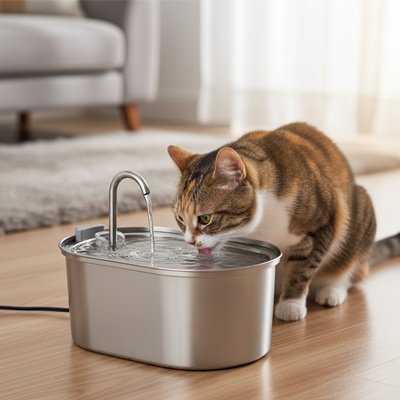 Fontaine a eau Chat - aluminium 