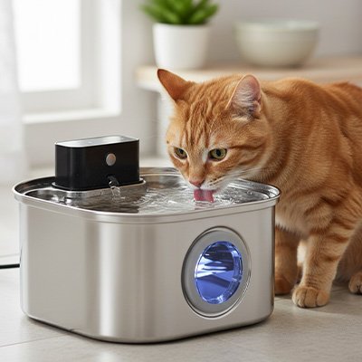 Fontaine a eau Chat- inox ergonomique