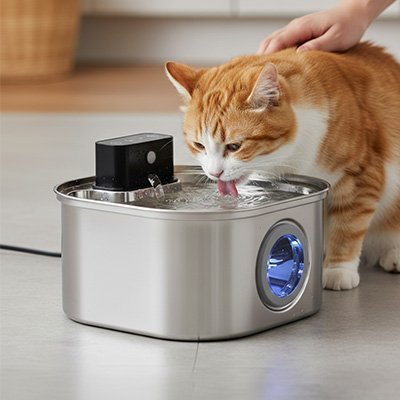 Fontaine a eau Chat - inox astucieuse