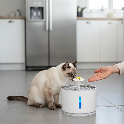 Fontaine a eau Chat - fleur hygiénique