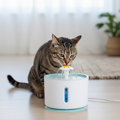 Fontaine a eau Chat - fleur silencieuse