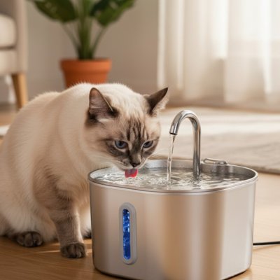 Fontaine a eau chat - inox intelligente