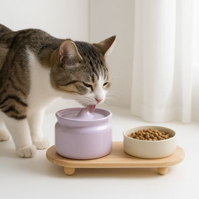 Fontaine à eau pour chat avec gamelle | HydroFresh - Patte à Chat