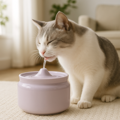 fontaine-a-eau-pour-chat-céramique-violet-ergonomique