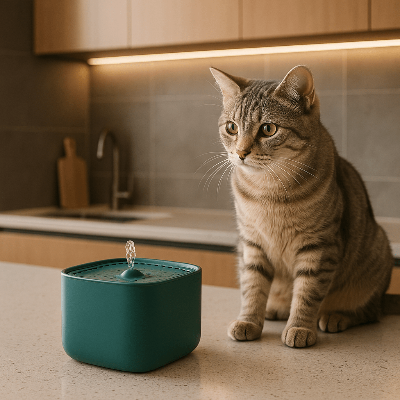 fontaine-à-eau-pour-chat-verte-foncée-hydrofelix