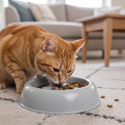 Gamelle anti glouton Chat gris clair