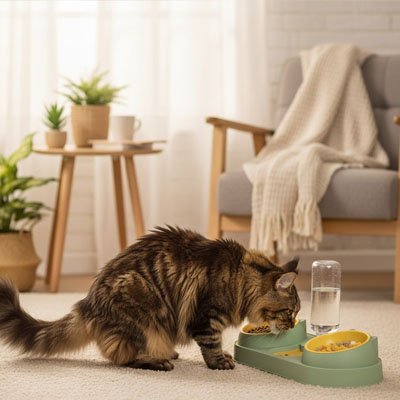 gamelle-chat-avec-distributeur-d-eau-ergonomique-économique