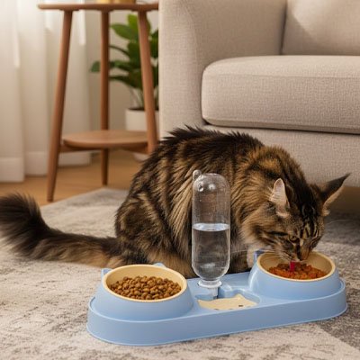 gamelle-chat-avec-distributeur-d-eau-ergonomique-facile-a-nettoyer