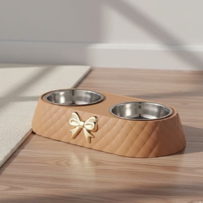 gamelle-chat-double-bol-élégante-caramel