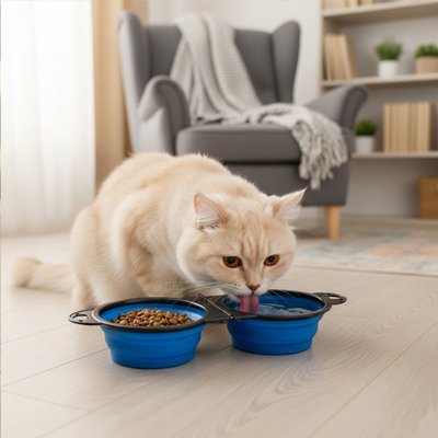gamelle-chat-double-pliable-en-silicone-bleu