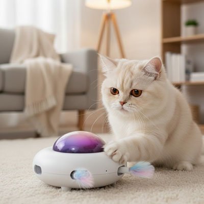 jouet chat interactif Stimulant - plumes rotatives