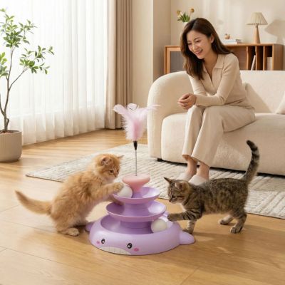 jouet-pour-chat-interactif-cercle-pyramide-violete