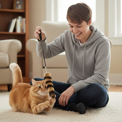 Jouet pour chat-baton-plume