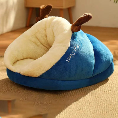 niche-chat-pantoufle-bleu