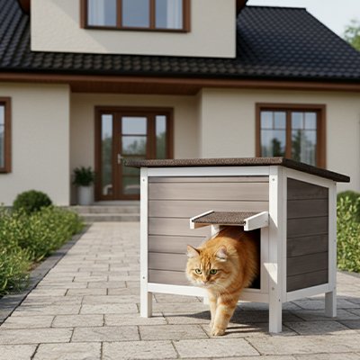 niche-exterieur-pour-chat-en-bois-gris