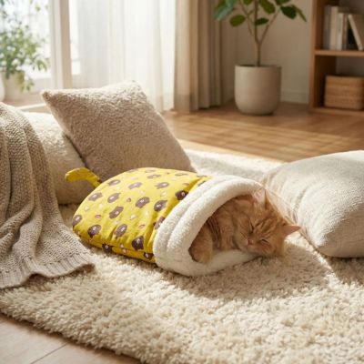 niche-pour-chat-pochette-jaune-marron