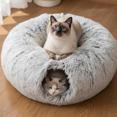 niche-pour-chat-donut-avec-tunnel-douillet