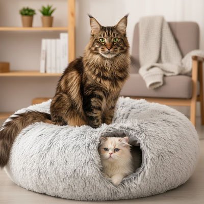 niche-pour-chat-donut-avec-tunnel-ergonomique