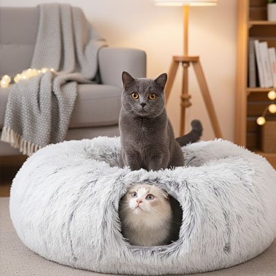 niche-pour-chat-donut-avec-tunnel-large