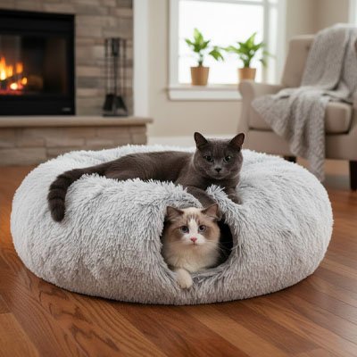 niche-pour-chat-donut-avec-tunnel