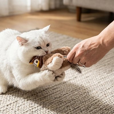 oiseau volant pour chat Canaille - texture peluche